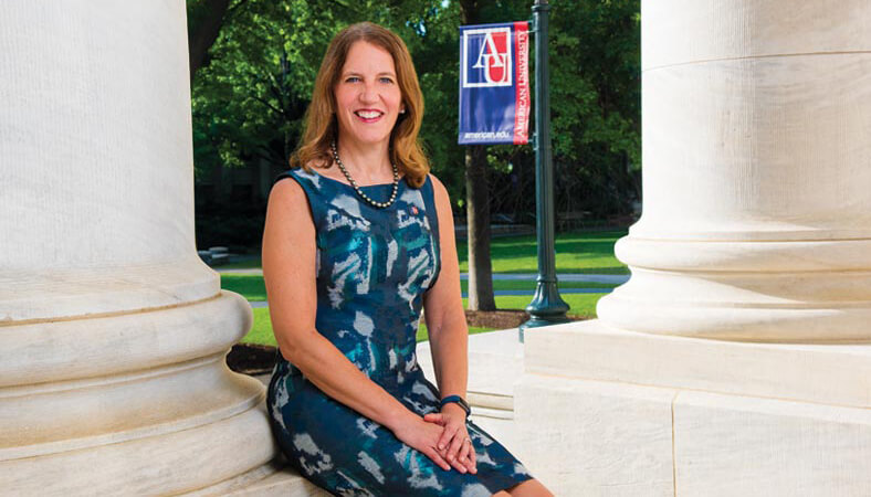 President Burwell sitting in front of the Hurst Building